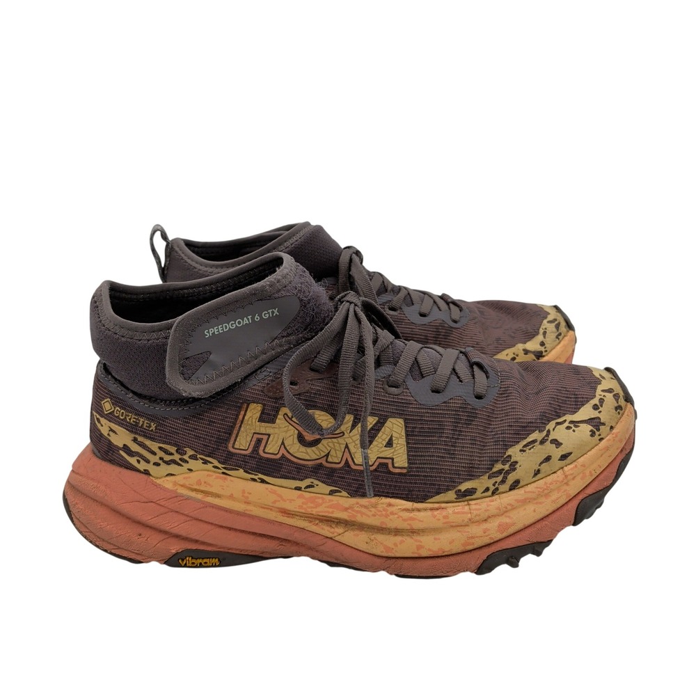 Hoka Speedgoat 5 Mid GTX Womens 8 Grape Wine Gold Waterproof Trail Shoes 1127913